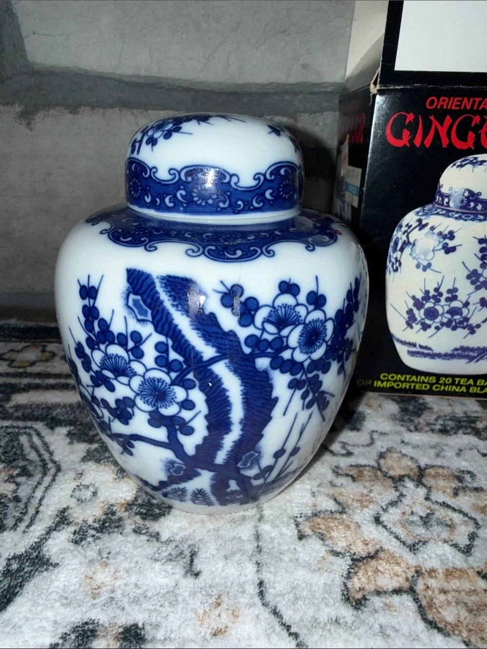 Oriental Porcelain Ginger Jar - Blue and White Decorative Home Art